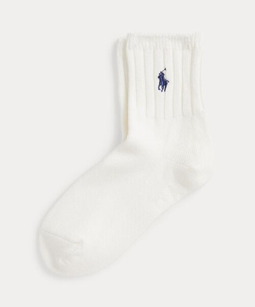 POLO RALPH LAUREN/ポロ ラルフ ローレン リブ ハーフクルー ソックス 100ホワイト ONE POLO RALPH LAUREN/ポロ ラルフ ローレン リブ ハーフクルー ソックス 100ホワイト ONE
