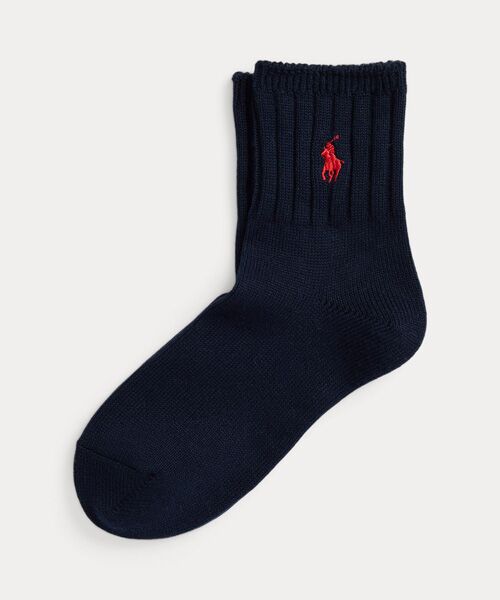 POLO RALPH LAUREN/ポロ ラルフ ローレン リブ ハーフクルー ソックス 410ネイビー ONE POLO RALPH LAUREN/ポロ ラルフ ローレン リブ ハーフクルー ソックス 410ネイビー ONE