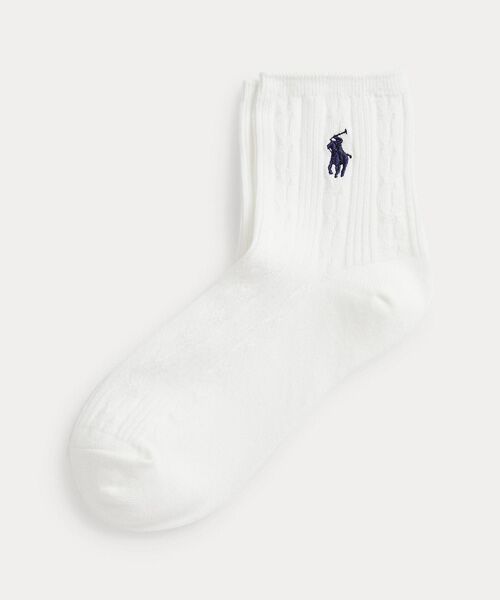 POLO RALPH LAUREN/ポロ ラルフ ローレン ケーブルニット クォータークルー ソックス 101ナチュラル ONE POLO RALPH LAUREN/ポロ ラルフ ローレン ケーブルニット クォータークルー ソックス 101ナチュラル ONE