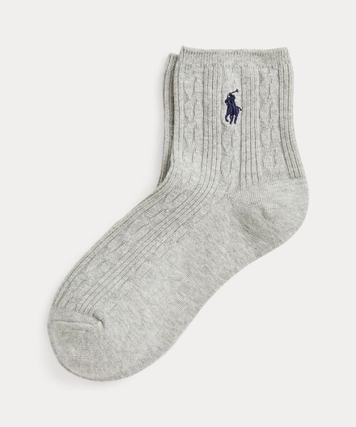 POLO RALPH LAUREN / ポロ ラルフ ローレン ソックス | ケーブルニット クォータークルー ソックス（020グレー）