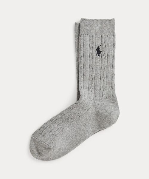 POLO RALPH LAUREN/ポロ ラルフ ローレン ケーブルニット クルー ソックス 020グレー ONE POLO RALPH LAUREN/ポロ ラルフ ローレン ケーブルニット クルー ソックス 020グレー ONE