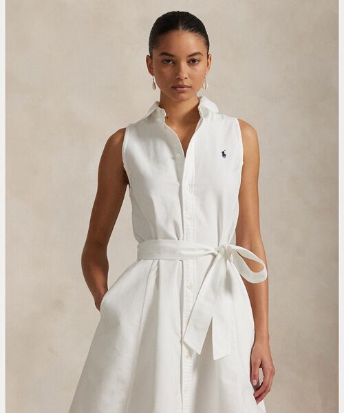 POLO RALPH LAUREN / ポロ ラルフ ローレン ミニ丈・ひざ丈ワンピース | オックスフォード ベルテッド スリーブレス シャツドレス | 詳細2