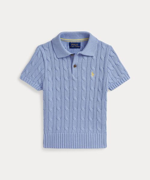 POLO RALPH LAUREN / ポロ ラルフ ローレン ニット・セーター | (ボーイズ 2才~7才)ケーブルニット コットン ポロカラー セーター(400ブルー)
