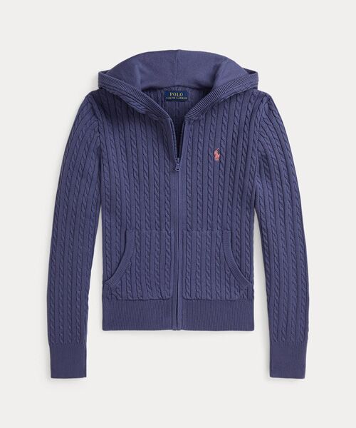 POLO RALPH LAUREN/ポロ ラルフ ローレン (ガールズ 7才~16才)ミニケーブル コットン フルジップ フーディ 400ブルー M POLO RALPH LAUREN/ポロ ラルフ ローレン (ガールズ 7才~16才)ミニケーブル コットン フルジップ フーディ 400ブルー M
