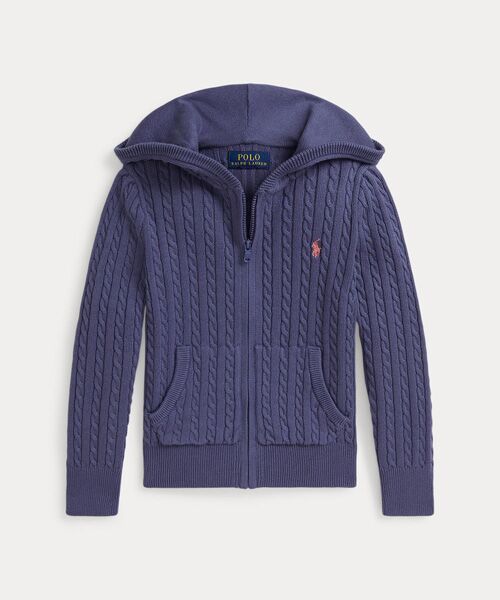 POLO RALPH LAUREN/ポロ ラルフ ローレン (ガールズ 2才~6才)ミニケーブル コットン フルジップ フーディ 400ブルー 4 POLO RALPH LAUREN/ポロ ラルフ ローレン (ガールズ 2才~6才)ミニケーブル コットン フルジップ フーディ 400ブルー 4