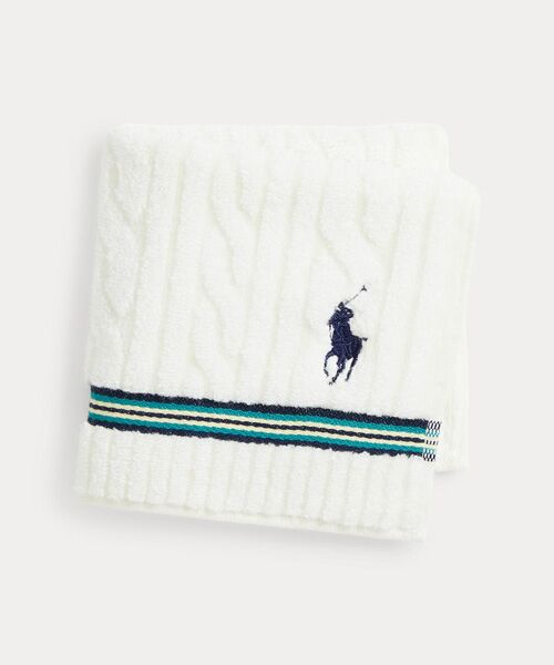 POLO RALPH LAUREN / ポロ ラルフ ローレン ハンカチ | ストライプドトリム ケーブル テリー ハンド タオル | 詳細1