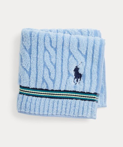 POLO RALPH LAUREN / ポロ ラルフ ローレン ハンカチ | ストライプドトリム ケーブル テリー ハンド タオル | 詳細1