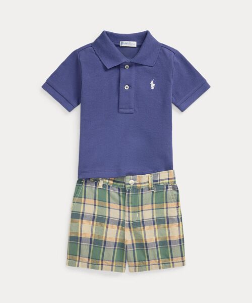 POLO RALPH LAUREN/ポロ ラルフ ローレン (ベビー)コットン ポロシャツ&マドラス ショートパンツ セット 400ブルー 24M POLO RALPH LAUREN/ポロ ラルフ ローレン (ベビー)コットン ポロシャツ&マドラス ショートパンツ セット 400ブルー 24M