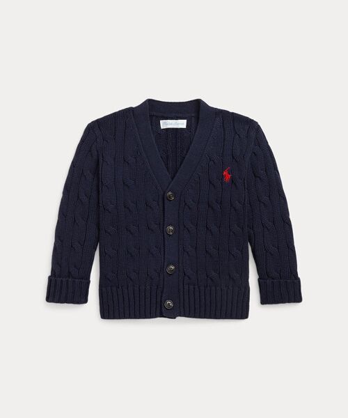 POLO RALPH LAUREN/ポロ ラルフ ローレン (ベビー)ケーブルニット コットン Vネック カーディガン 410ネイビー 24M POLO RALPH LAUREN/ポロ ラルフ ローレン (ベビー)ケーブルニット コットン Vネック カーディガン 410ネイビー 24M