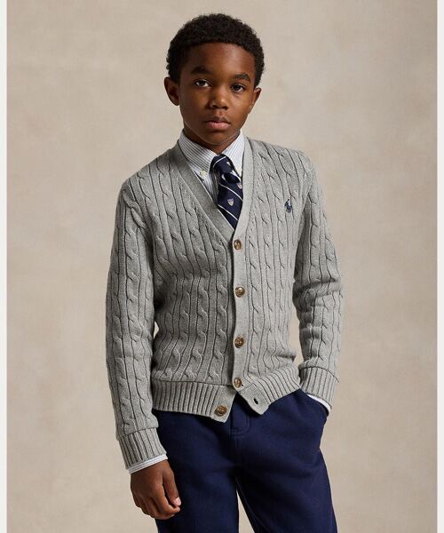 POLO RALPH LAUREN / ポロ ラルフ ローレン カーディガン・ボレロ | (ボーイズ 8才～20才)ケーブルニット コットン Vネック カーディガン | 詳細3