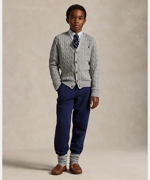 POLO RALPH LAUREN/ポロ ラルフ ローレン (ボーイズ 8才~20才)ケーブルニット コットン Vネック カーディガン 020グレー L POLO RALPH LAUREN/ポロ ラルフ ローレン (ボーイズ 8才~20才)ケーブルニット コットン Vネック カーディガン 020グレー L