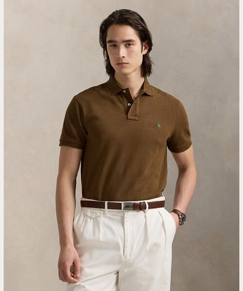 POLO RALPH LAUREN/ポロ ラルフ ローレン カスタム スリム フィット メッシュ ポロシャツ 200ブラウン M POLO RALPH LAUREN/ポロ ラルフ ローレン カスタム スリム フィット メッシュ ポロシャツ 200ブラウン M