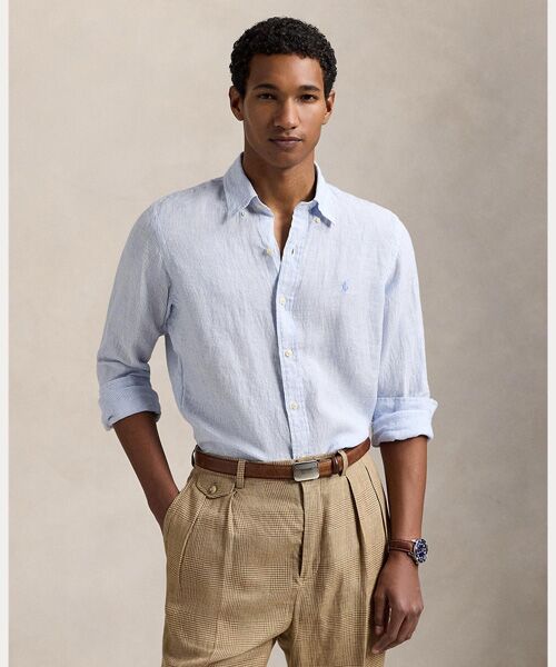 【希少美品】オンワード樫山製/ラルフローレンストライプＬメンズ ラルフ ローレン（RALPH LAUREN）（メンズ）ビッグ フィット