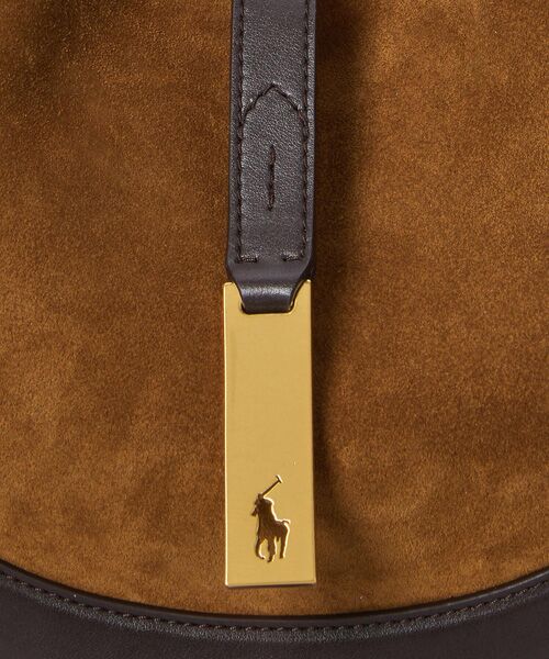 ブラウン スエード ショルダーバッグ ポロロゴ Polo ID スエード ミニ ショルダー バッグ （ショルダーバッグ