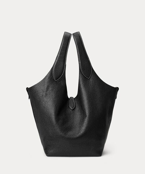 美品　ラルフローレン 2way トートバッグ ショルダー レザー 黒　シボ革 美品】 ローレンラルフローレン 2way ショルダーバッグ レザー