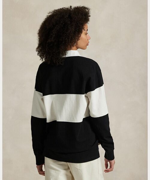 カラーブロック コットン ジャージー ラグビー シャツ