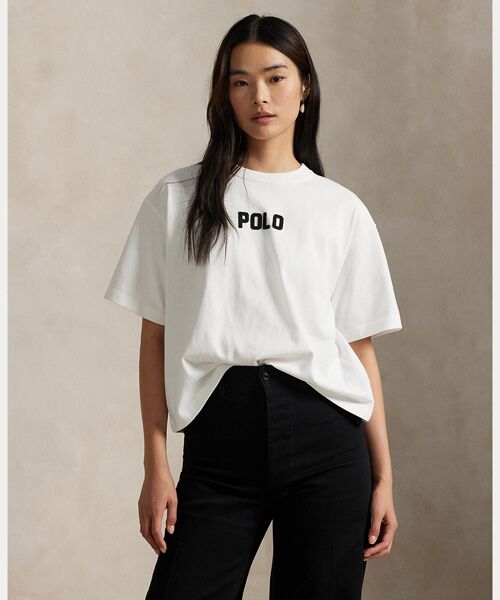 POLO RALPH LAUREN ロゴコットンクールネックTシャツ　M 今季 ロゴ コットン ジャージー クルーネック Tシャツ | ラルフ