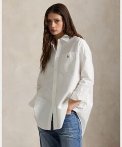 ポロラルフローレン シルク100% バンドカラー ロングシャツ