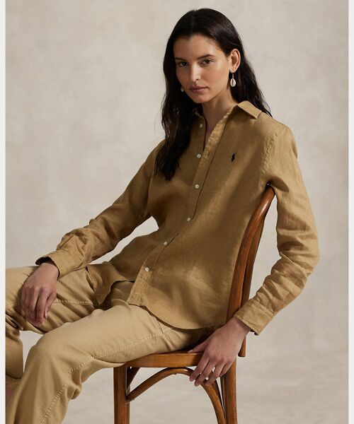 POLO RALPH LAUREN/ポロ ラルフ ローレン クラシック フィット リネン シャツ 260ブラウン XS POLO RALPH LAUREN/ポロ ラルフ ローレン クラシック フィット リネン シャツ 260ブラウン XS