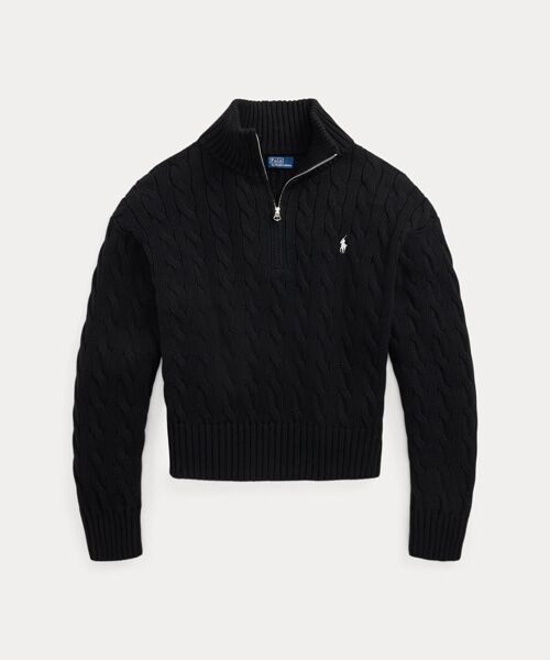 POLO RALPH LAUREN / ポロ ラルフ ローレン ニット・セーター | ケーブルニット コットン クォータージップ セーター | 詳細1