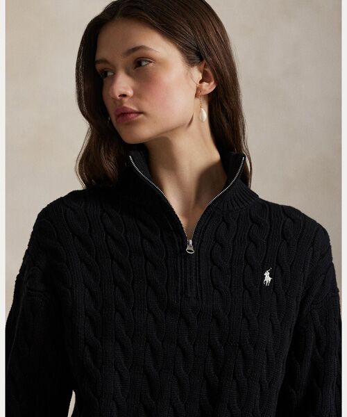 POLO RALPH LAUREN / ポロ ラルフ ローレン ニット・セーター | ケーブルニット コットン クォータージップ セーター | 詳細4