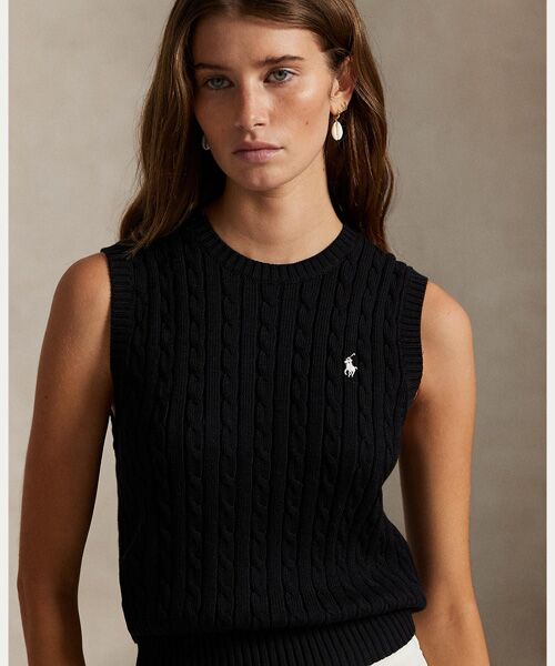 POLO RALPH LAUREN / ポロ ラルフ ローレン ベスト | ケーブルニット コットン セーター ベスト | 詳細4