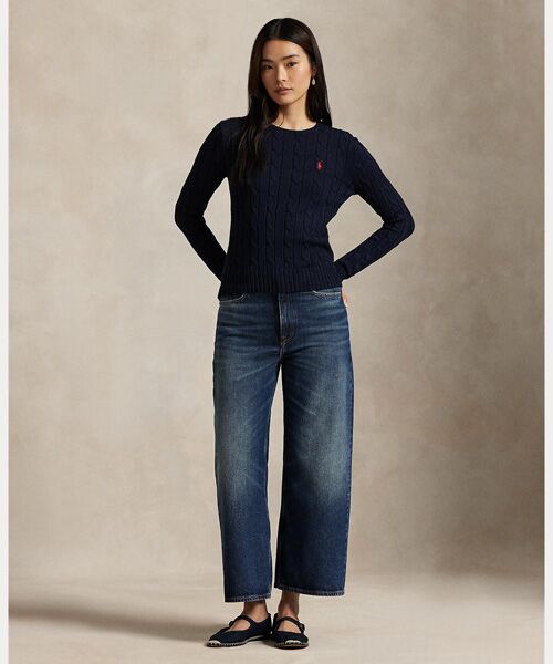 【新品・未使用】ポロラルフ ローレン 半袖ケーブルニットセーター ブラック S POLO RALPH LAUREN] ポロラルフローレン 半袖ケーブルニット