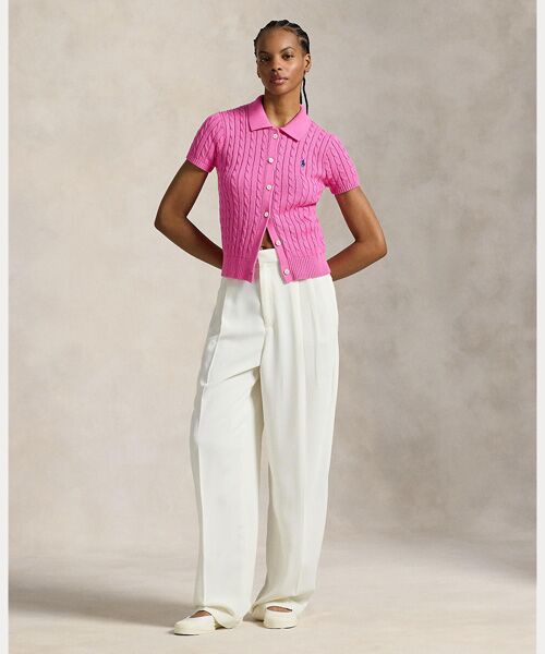 POLO RALPH LAUREN / ポロ ラルフ ローレン カーディガン・ボレロ | ケーブル コットン ショートスリーブ Polo カーディガン | 詳細2