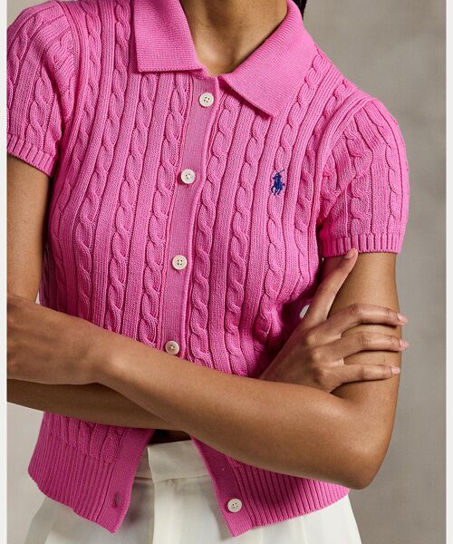 POLO RALPH LAUREN / ポロ ラルフ ローレン カーディガン・ボレロ | ケーブル コットン ショートスリーブ Polo カーディガン | 詳細4