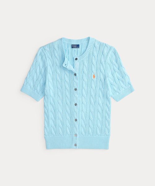 POLO RALPH LAUREN / ポロ ラルフ ローレン カーディガン・ボレロ | ケーブルニット コットン ショートスリーブ カーディガン | 詳細1