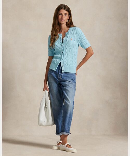 POLO RALPH LAUREN / ポロ ラルフ ローレン カーディガン・ボレロ | ケーブルニット コットン ショートスリーブ カーディガン | 詳細2