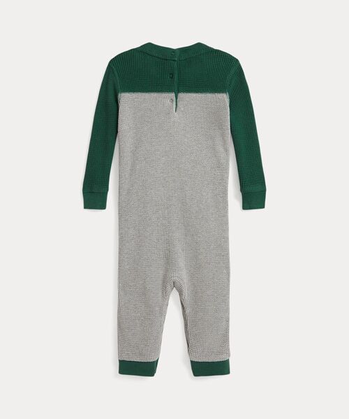 POLO RALPH LAUREN / ポロ ラルフ ローレン ロンパース | (ベビー)ロゴ ワッフルニット コットン カバーオール | 詳細1