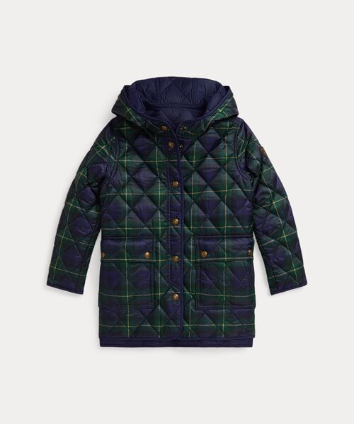 ガールズ 2才～6才)チェック キルテッド リバーシブル