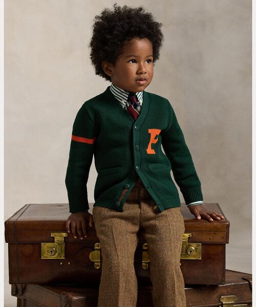 POLO RALPH LAUREN/ポロ ラルフ ローレン (ボーイズ 2才~7才)コットン Vネック レター カーディガン 300グリーン 4 POLO RALPH LAUREN/ポロ ラルフ ローレン (ボーイズ 2才~7才)コットン Vネック レター カーディガン 300グリーン 4