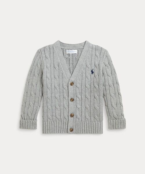 POLO RALPH LAUREN/ポロ ラルフ ローレン (ベビー)ケーブルニット コットン Vネック カーディガン 020グレー 24M POLO RALPH LAUREN/ポロ ラルフ ローレン (ベビー)ケーブルニット コットン Vネック カーディガン 020グレー 24M