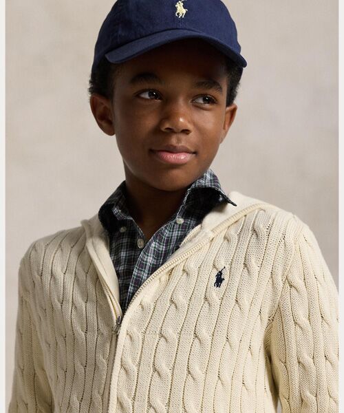 POLO RALPH LAUREN / ポロ ラルフ ローレン ニット・セーター | (ボーイズ 8才~20才)ケーブル コットン フーデッド フルジップ セーター | 詳細4