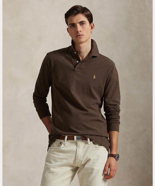 【新品】RALPH LAUREN カスタムスリムフィット 長袖ポロシャツ S POLO RALPH LAUREN ポロシャツ カスタム スリム フィット