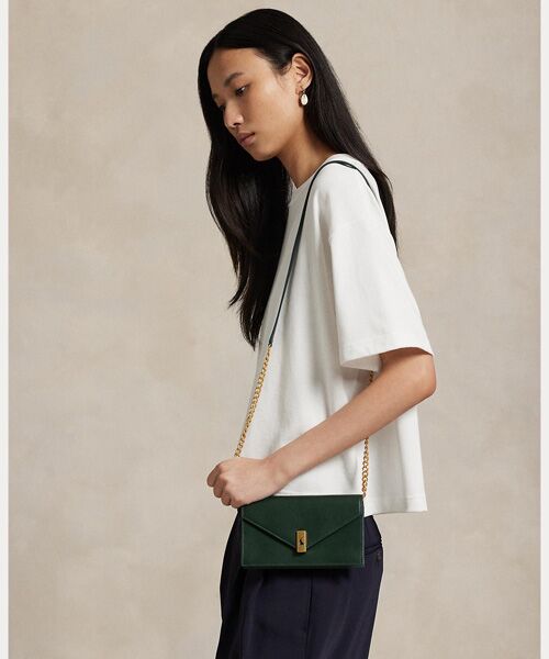 polo ralph lauren チェーンウォレット ショルダーバッグ ラルフ ラルフローレン レザー スエード チェーン ウォレット バッグ