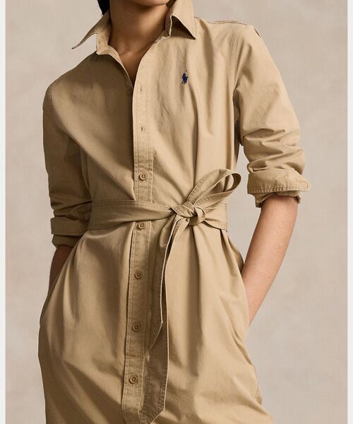 ✨美品✨ローレンラルフローレン RALPH LAUREN ワンピースセットアップ ベルテッド ストライプド コットン シャツドレス （ロング
