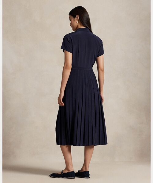 POLO RALPH LAUREN / ポロ ラルフ ローレン ロング・マキシ丈ワンピース | シルク クレープ プリーテッド シャツドレス | 詳細3