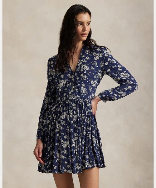 POLO RALPH LAUREN / ポロ ラルフ ローレン ミニ丈・ひざ丈ワンピース | フローラル ボタンド クレープ ドレス | 詳細2