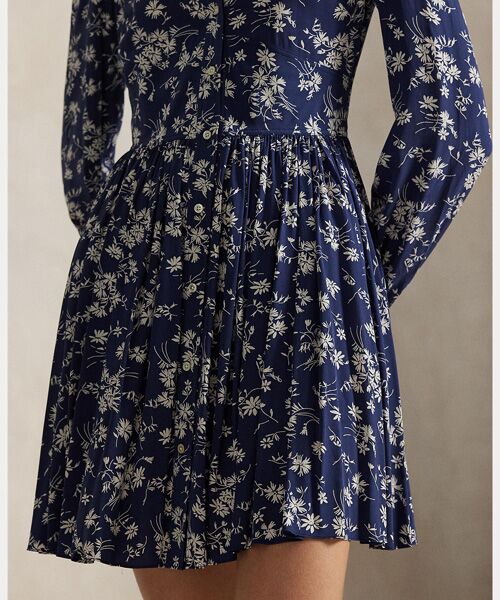 POLO RALPH LAUREN / ポロ ラルフ ローレン ミニ丈・ひざ丈ワンピース | フローラル ボタンド クレープ ドレス | 詳細4