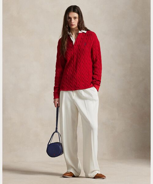 ケーブルニット コットン ラグビー シャツ （ニット・セーター