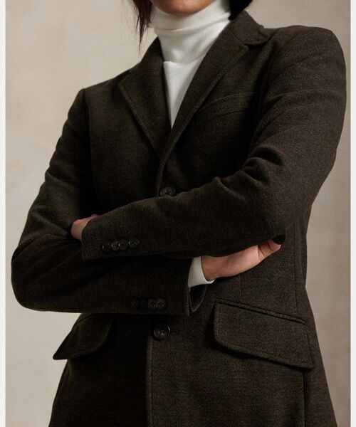 【入手困難】RALPH LAUREN テーラードジャケット ニット 切り替え ヘリンボーン ジャカードニット ブレザー （テーラードジャケット