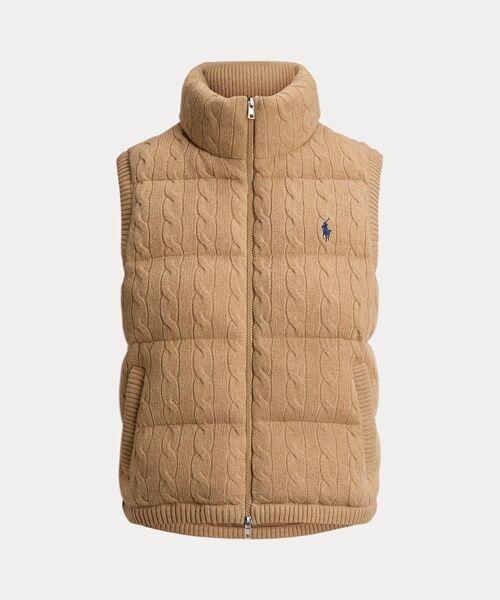 POLO RALPH LAUREN / ポロ ラルフ ローレン ベスト | ケーブルニット ウールカシミヤ キルテッド ベスト | 詳細1