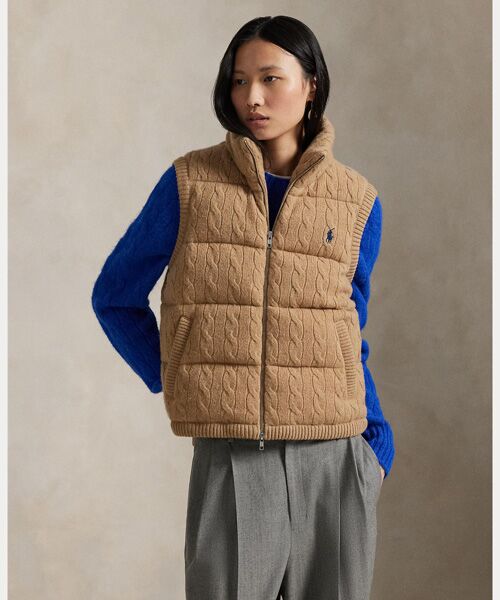 POLO RALPH LAUREN / ポロ ラルフ ローレン ベスト | ケーブルニット ウールカシミヤ キルテッド ベスト | 詳細5