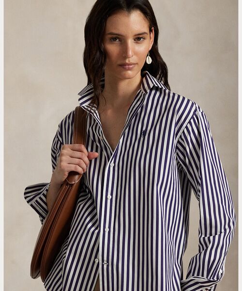 Ralph Lauren Laurenのブラウス ストライプド コットン シャツ (シャツ・ブラウス)|POLO