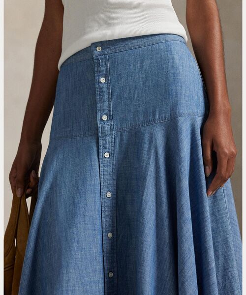 POLO RALPH LAUREN / ポロ ラルフ ローレン ロング・マキシ丈スカート | コットン シャンブレー Aライン スカート | 詳細4