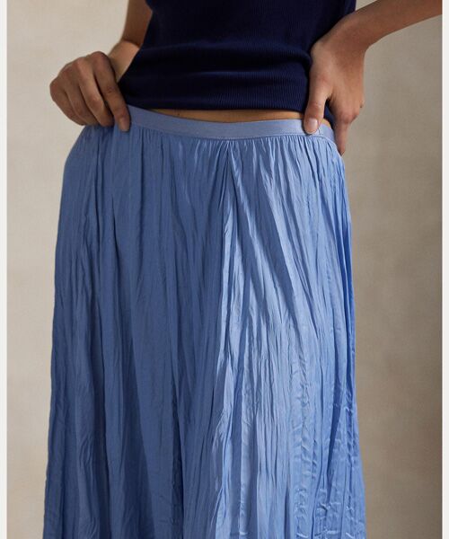 POLO RALPH LAUREN / ポロ ラルフ ローレン ロング・マキシ丈スカート | クリンクルド サテン Aライン スカート | 詳細4