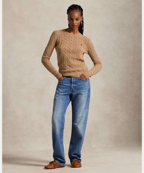 ケーブル ウールカシミヤ クルーネック セーター （ニット